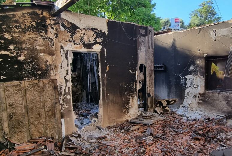 Zerstörtes Haus nach dem Massaker der Hamas am 07. Oktober